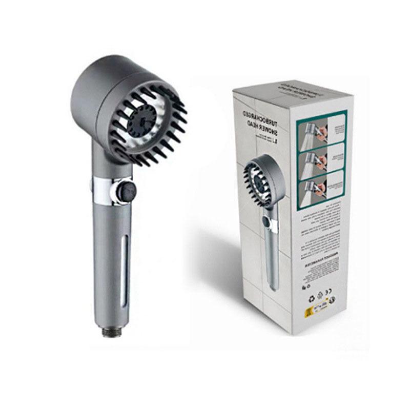 Pressurized Handheld Shower Set with Filtered Spray & Massage Nozzle in Gun Grey