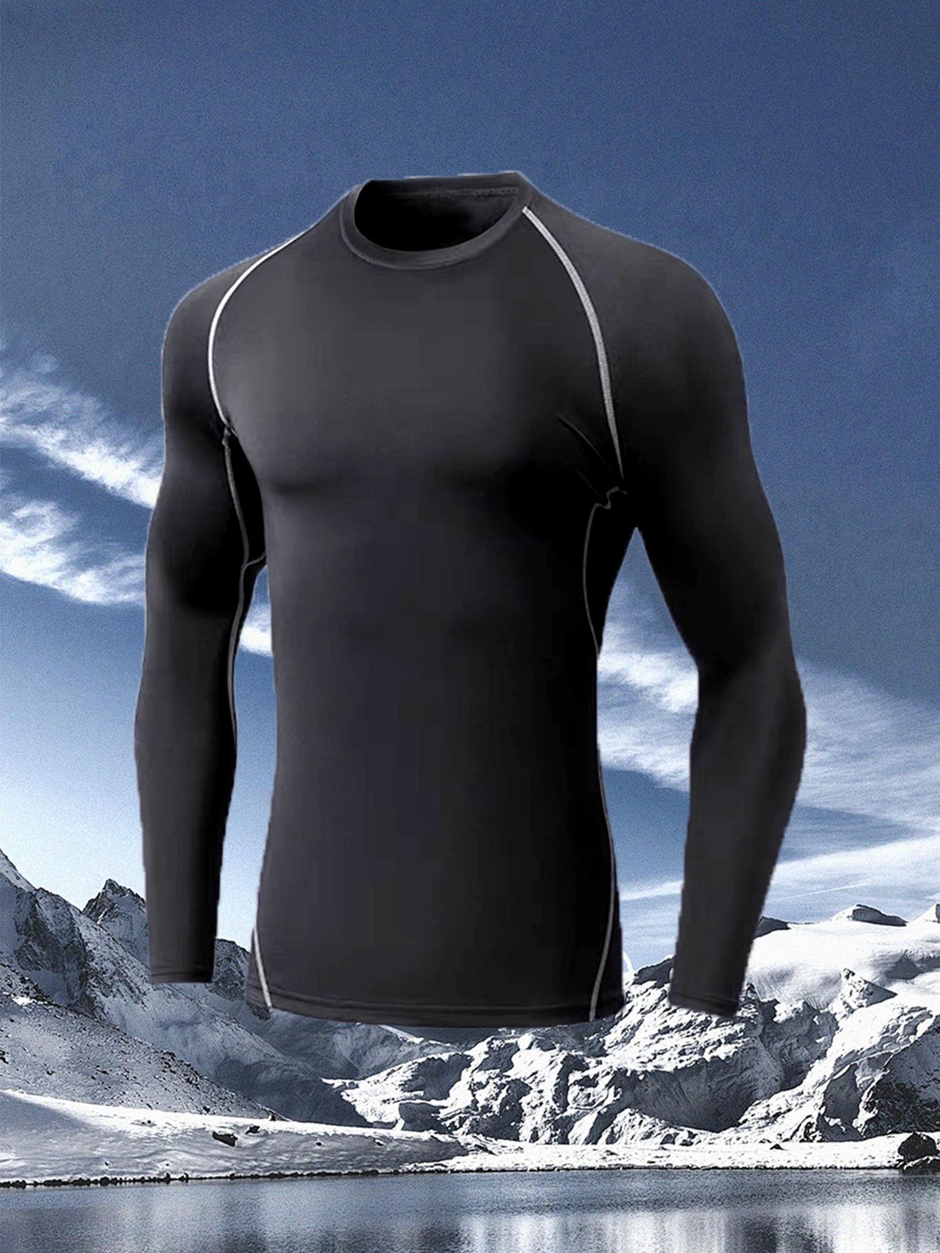 

Cross-border PRO Men s Quick-Dry Sports Tights: High-Elastic, Sweat-Absorbent, Long-Sleeve, Printed Fitness Cycling Shirt. M