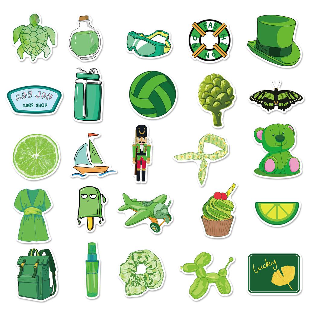 T01040669 Clearance 100 Sheets Of Green Mix And Match Small Fresh Stickers S Wind Series