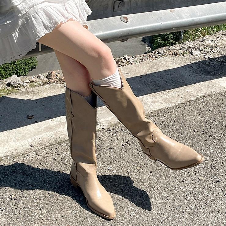 Retro Premium Dicke Ferse Spitz Western Cowboy Stiefel Damen 2025 Neu Sommer Vielseitige Maillard Stiefel