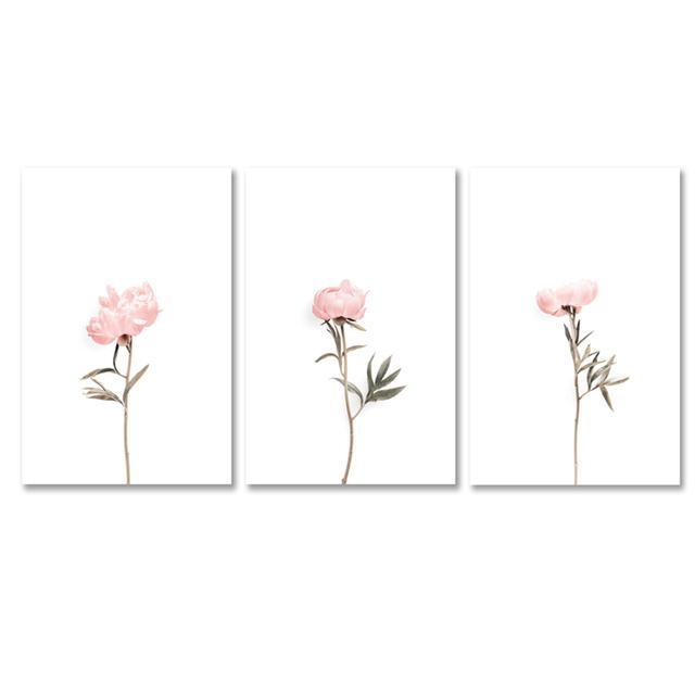 Pink Peonies Flower Posters and Prints Nordic Scandinavian Minimalist Wall Art Canvas Painting Floral Pictures for Room Decor
