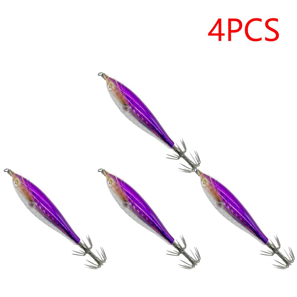 1-10PCS Fishing Lure Luminous Squid Jig Hook 7.5CM 5.5g Artificial Fake Octopus Lures Wood Shrimp Cuttlefish Hard Bait Sea Jigs