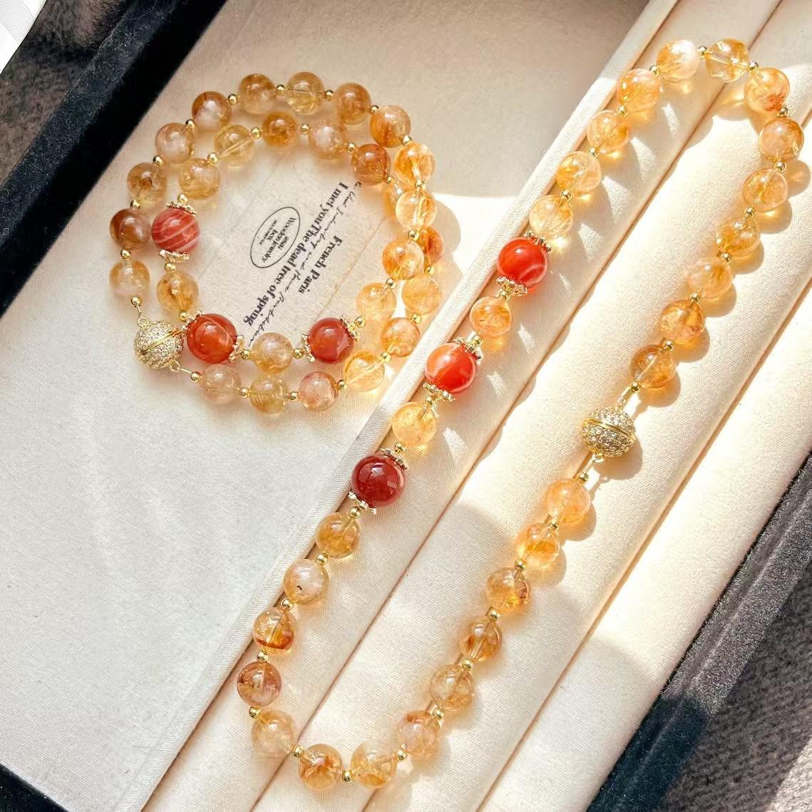 

Vintage High Quality Natural Citrine Chalcedony Collarbone Chain Necklace
