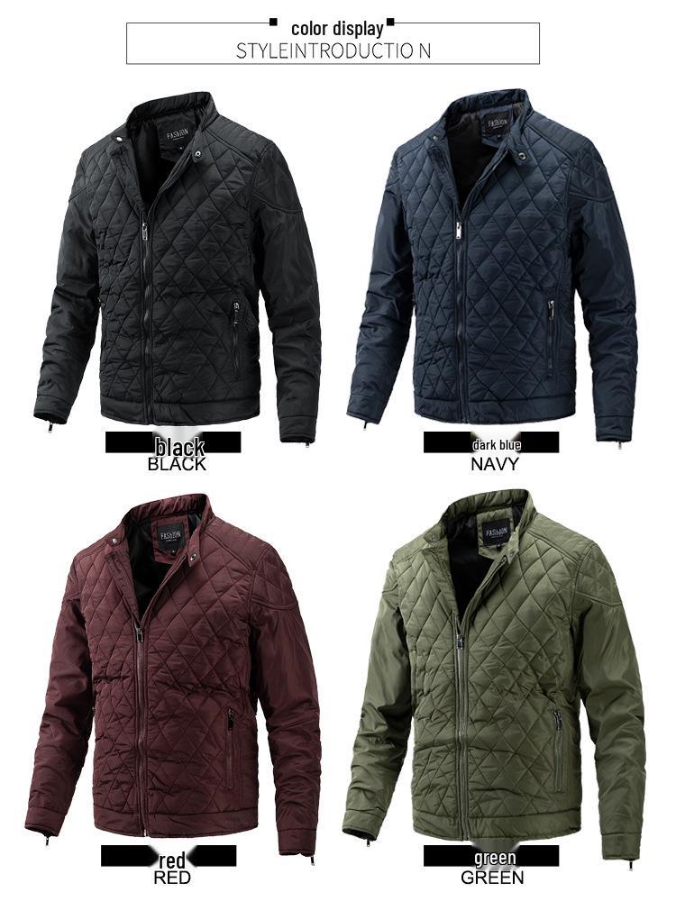 Pánská lehká bavlněná prošívaná bunda se stojáčkem - podzim/zima 2021 Korejský styl