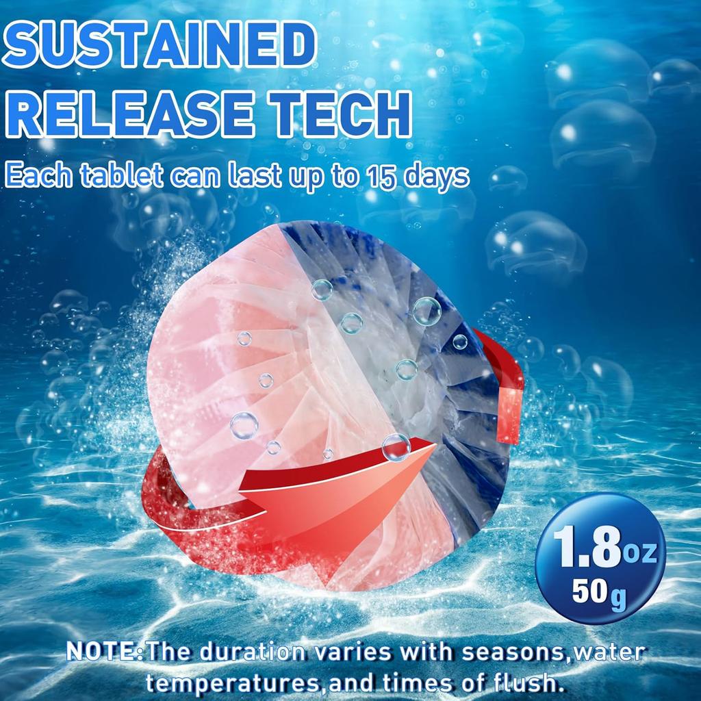4 Pcs Automatic Toilet Cleaning Blocks Descaling Deodorizing Cleaner Tablets Bathroom Cistern Long-Lasting Cleaning Tablets