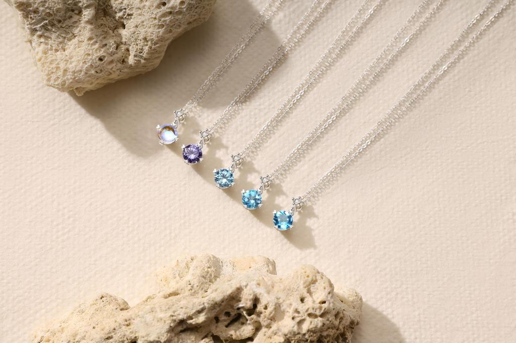 FANCIME Platinum Necklace for Blue November Single Perfect for White and Other Special Gift Wrapping Women, Lab-Grown Diamond, Topaz, Birthstone,