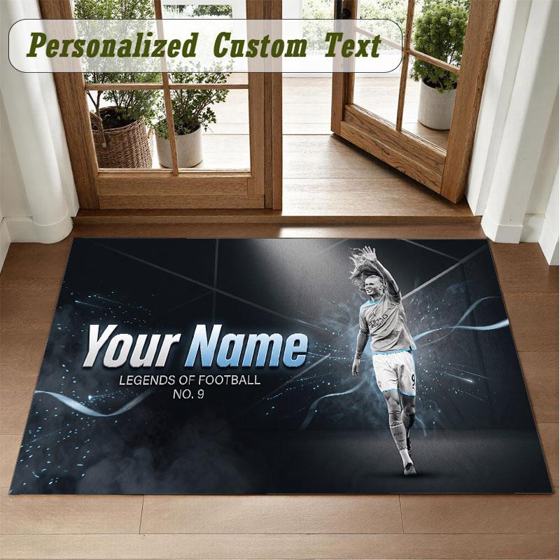 Crystal Velvet Square Rug Custom NameErling Haaland Pattern Non Slip Home Floor Decor Rug