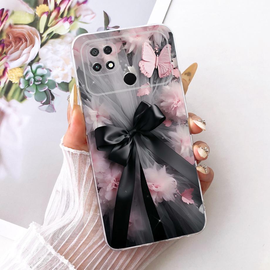 For Xiaomi Poco C40 C50 C51 Phone Case Luxury Flower Butterfly Cartoon Bow Pattern Back Cover Soft TPU Silicone Bumper Housing
