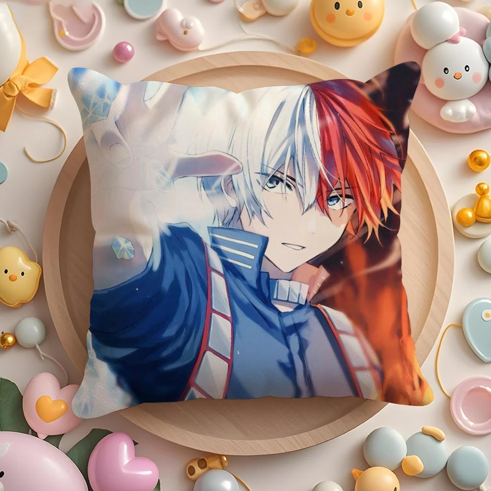 Kawaii SShoto TTodoroki Chibi Cushion Cover Plush Fabric Soft DoubleSided Printed Sofa Warm Winter Home Gift Pillow Cover