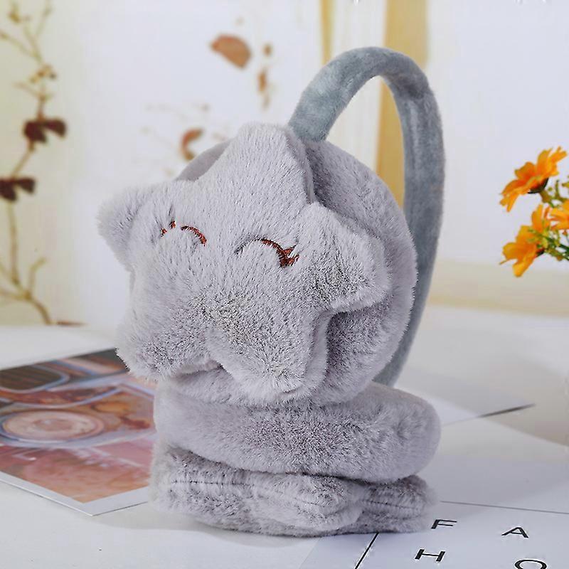 Winter Warm Earmuffs Cute Five-pointed Star Plush Children's Earmuffs (gray)