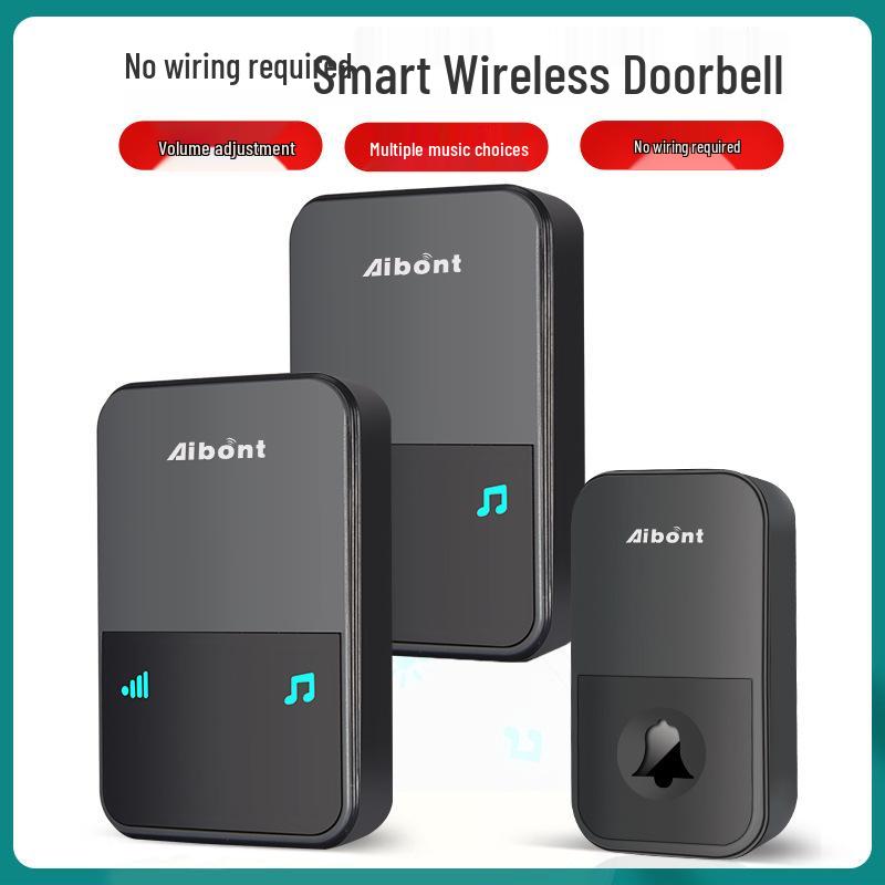 Smart Ultra-Long Range Bluetooth Wireless Doorbell with Battery-Free Sensor Black and Gray