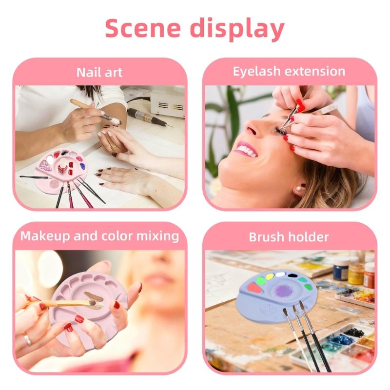 Portable Silicone Cosmetic Palette with Smooth Surfaces for Quick Cleanup and Travel Friendly Makeup Adjustments