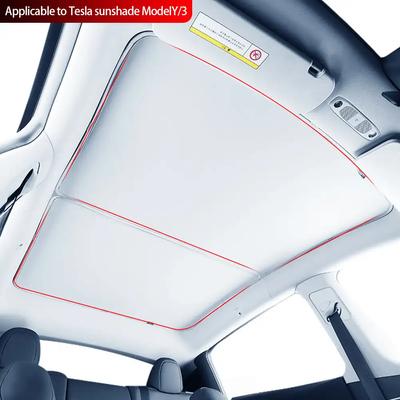 2Pcs Car Glass Roof Sunshade Front Rear Open Sunroof Windshield Shade Net UV Protection Interior Cover For Tesla Model 3 Y