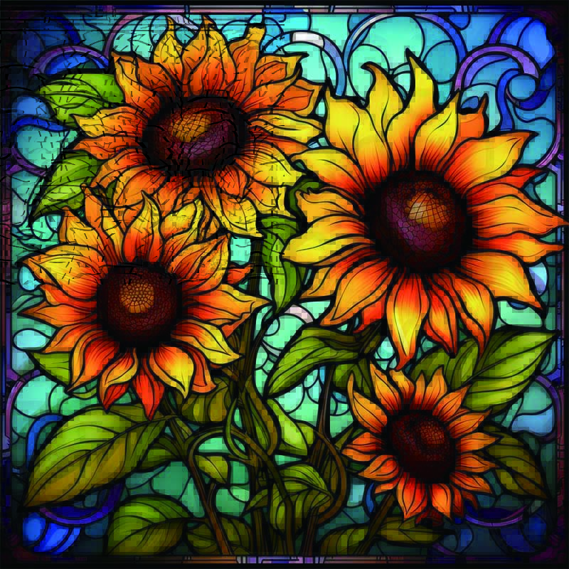 

Custom Size Stained Glass Window Film Sunflower Pattern Static Cling Privacy Film Frosted Decorative Vinyl for Bathroom Skylight (as the picture,30X30cm)