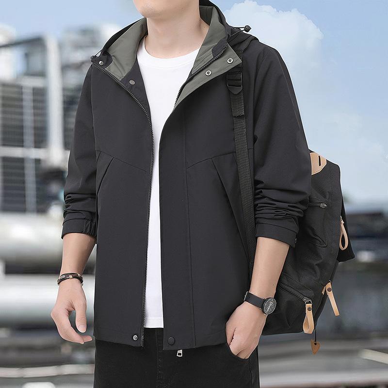 Kabát Pánský jarní a podzimní trend bunda s kapucí volný ležérní univerzální top