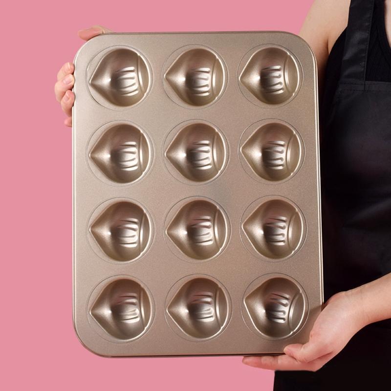 6/12 Dutinek Kuchyňské Pečicí Formy Materiál Uhlíková Ocel Nepřilnavé Formy na Kaštanové Koláčky Formy na Muffiny Nepřilnavý Povlak Pečicí Nádobí