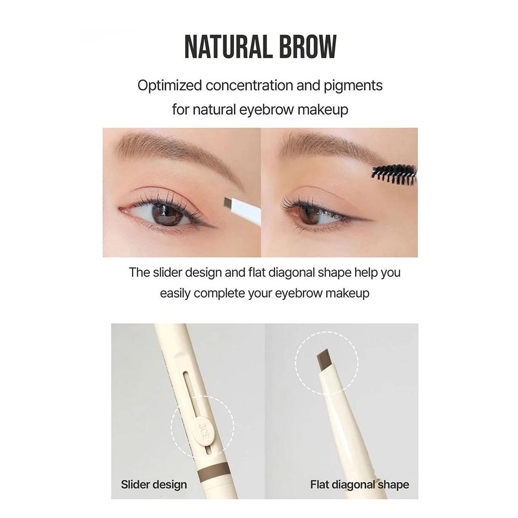 3ce Easy Brow Pencil,Natural-Looking Color,Precise Brow Shaping,Smooth Gliding Texture,Fine Tip Precision,K-Beauty,Korean Makeup