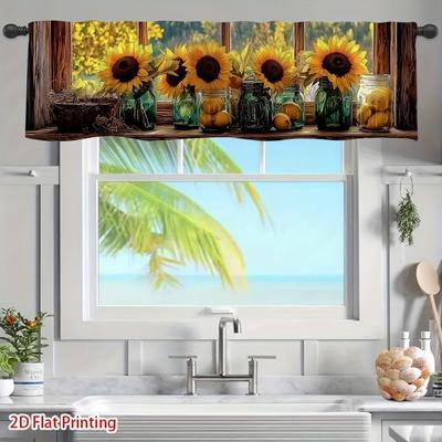 Sunflower Window & Door Curtains - Coffee Kitchen Sink Cabinet Cover