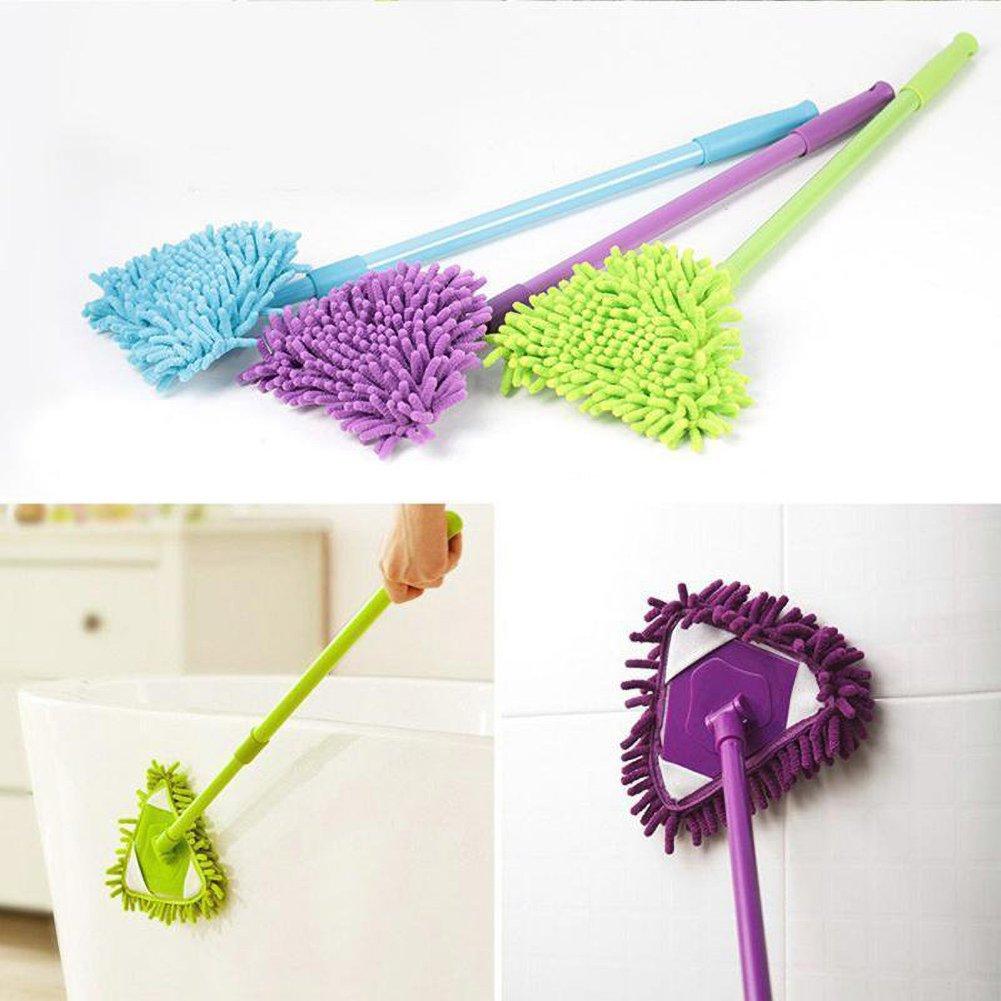 Triangular Cleaning Mop Adjustable Spin Scrubber Tool Handheld Bathroom Scrubber For Tub Tile Floor Wall And Kitchen