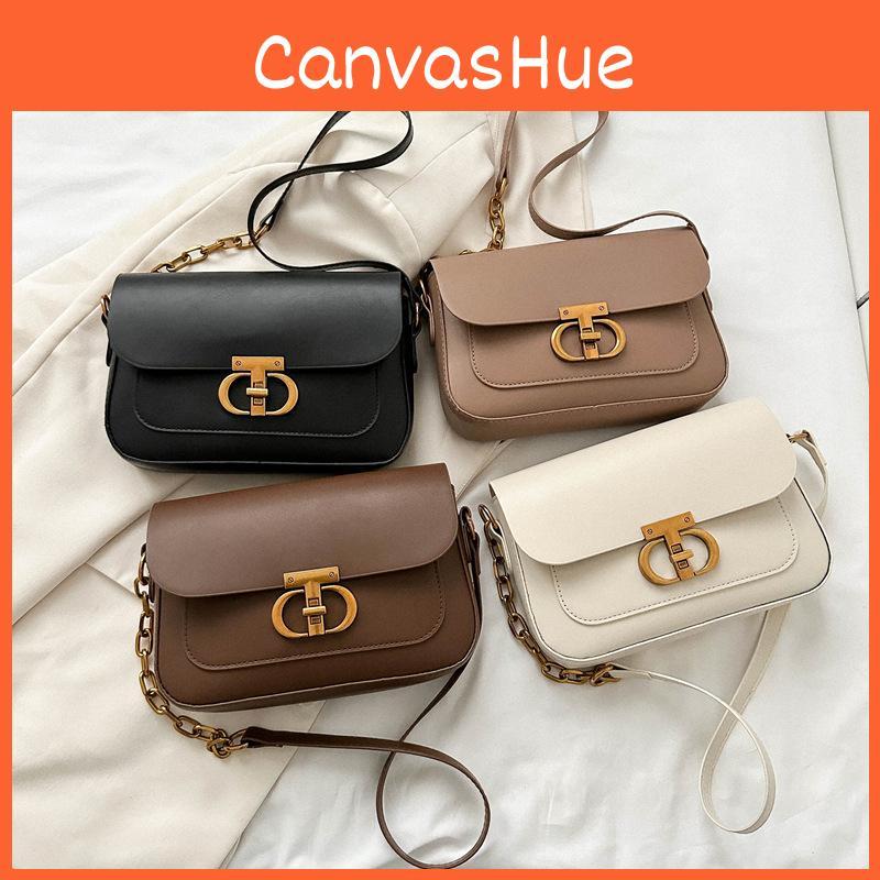 French Style Women's Bag 2023 Autumn And Winter New Tide Pure Color Pu Small Square Bag Street Fashion Daily Shoulder Bag