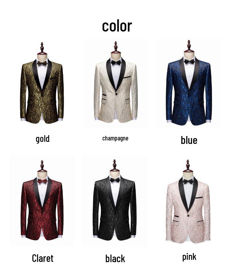 Men's Multi-color Slim Fit Jacquard Tuxedo Jacket for Stage, Wedding, and Banquet