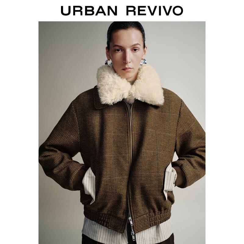 

UR 2025 Women s Spliced Faux Fur Collar Zipper Jacket M