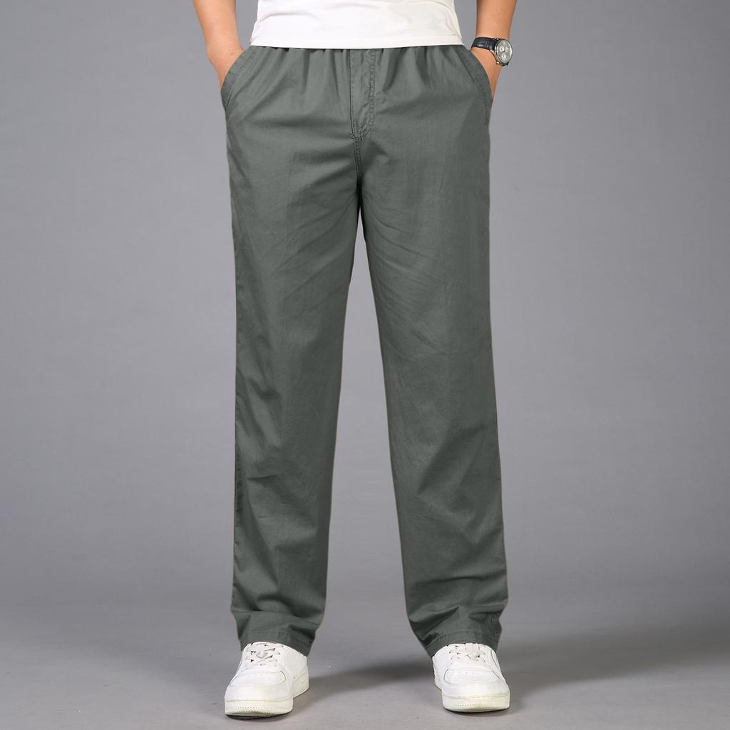 Men's Classic Outdoor Loose And Casual Multi-pocket Work Pants , Youth Stretch Waist Long Pants