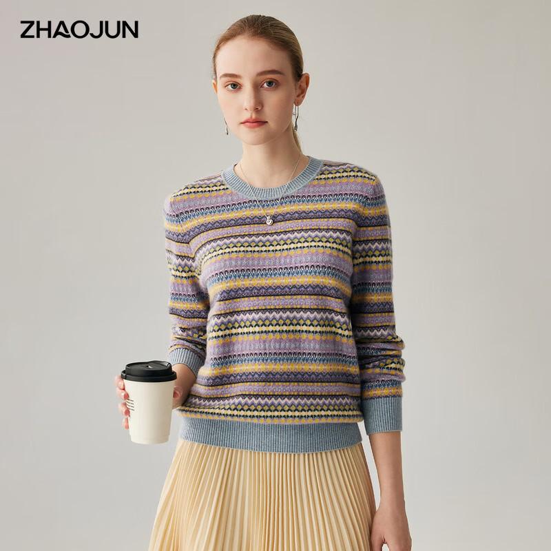 

Zhaojun Women s Retro Fair Isle Cashmere Pullover M