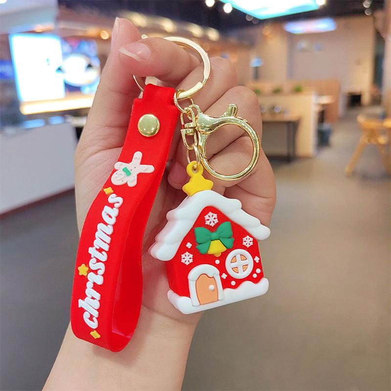 Adorable Cartoon Silicone Keychain Trinket Cute Cat Wolf Keyring For Gifting