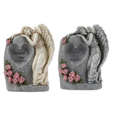 Solar Lighted Memorials Vase Outdoor Angel Statue Decoration Weather Resistant Resins For Cemetery Garden Grave Site