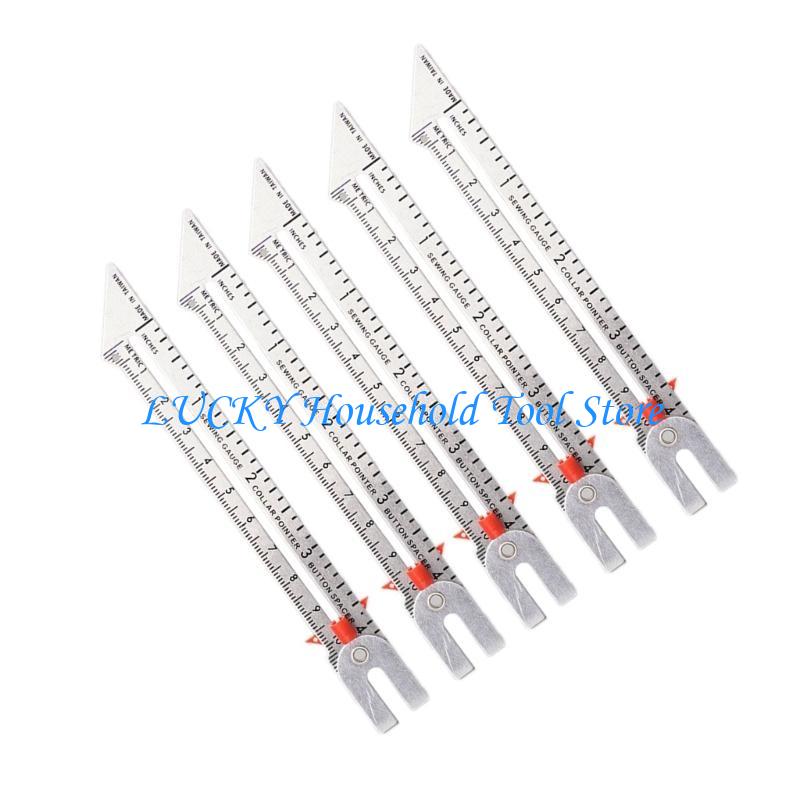J0MC Metal Fabric Quilting Ruler Sliding Gauges Measuring Sewing Ruler for Clothing