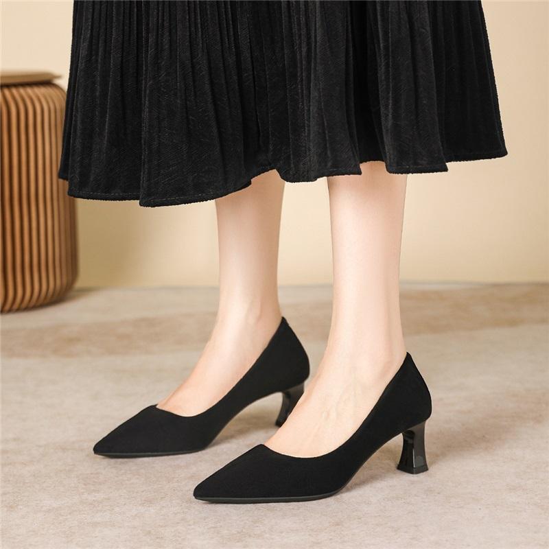 Women's Pointed Toe Block High Heels Professional Office Work Shoes Elegant Commuter Pumps
