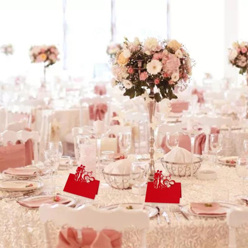 50 Pcs/set Cards MR MRS Style Wedding La-ser Cut Decor Table Cards Place Setting Name Card for Wedding Engagement Party