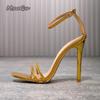 Fashion Summer Fashion Square Toe Sandals Women Sexy Thin Heels Ankle Strap Gold Women's Elegant Party Dress Shoes Sandalias De Mujer