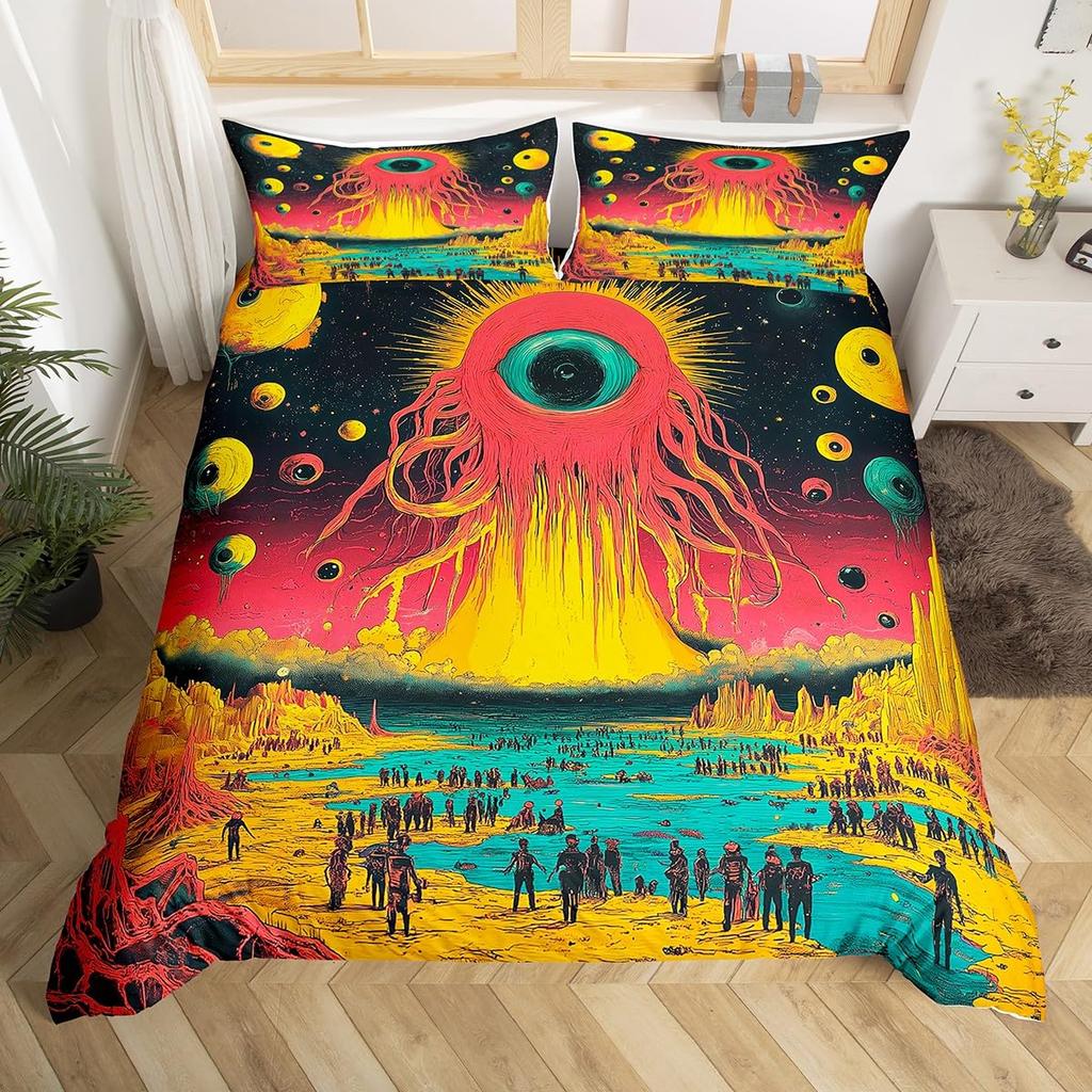 Evil Eyes Duvet Cover Sets For Teens Adults Exotic Bohemian Quilt Covers Bedroom Decor 2 Pillowcases 1 Duvet Cover No Comforter