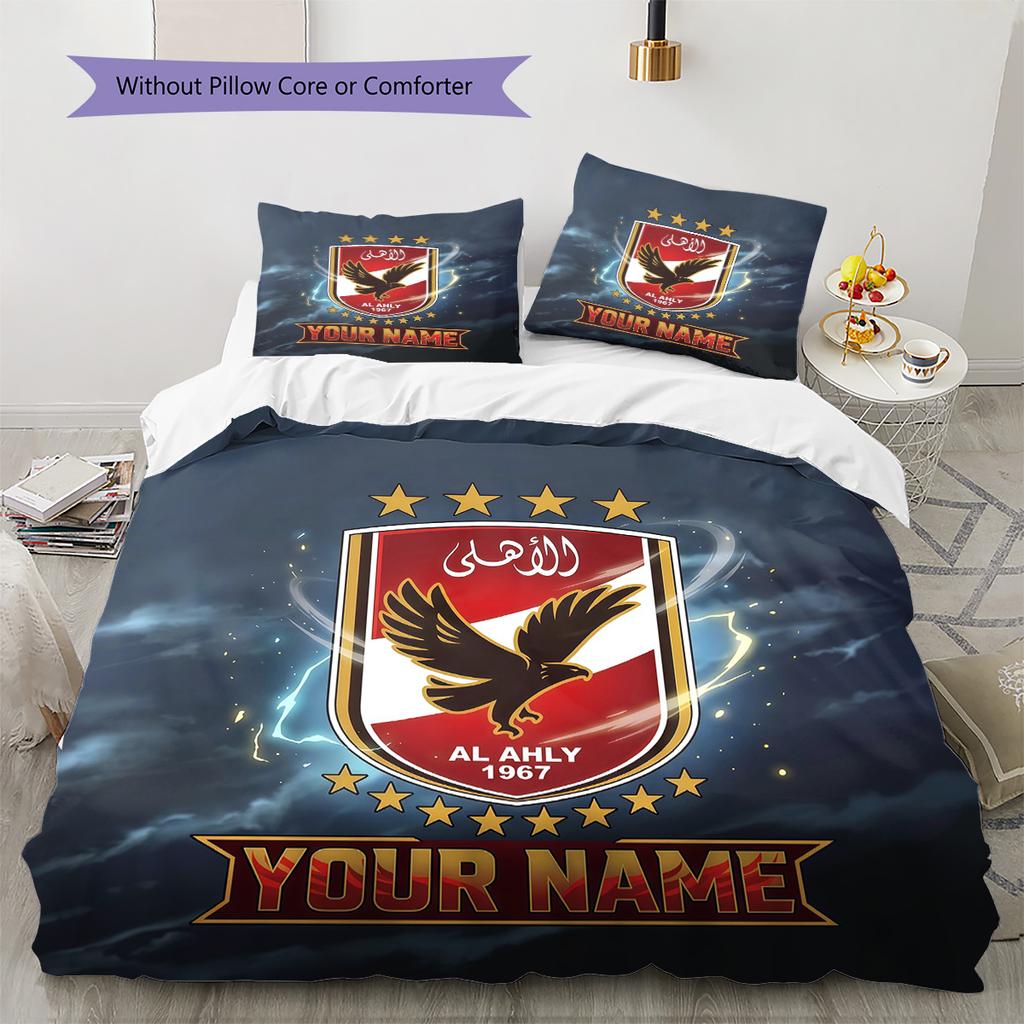 Custom Name Al Ahly SC Pattern Bedding Quilt Set  Home Decoration  Gift (1 * duvet cover + 2 * pillowcase  without core)