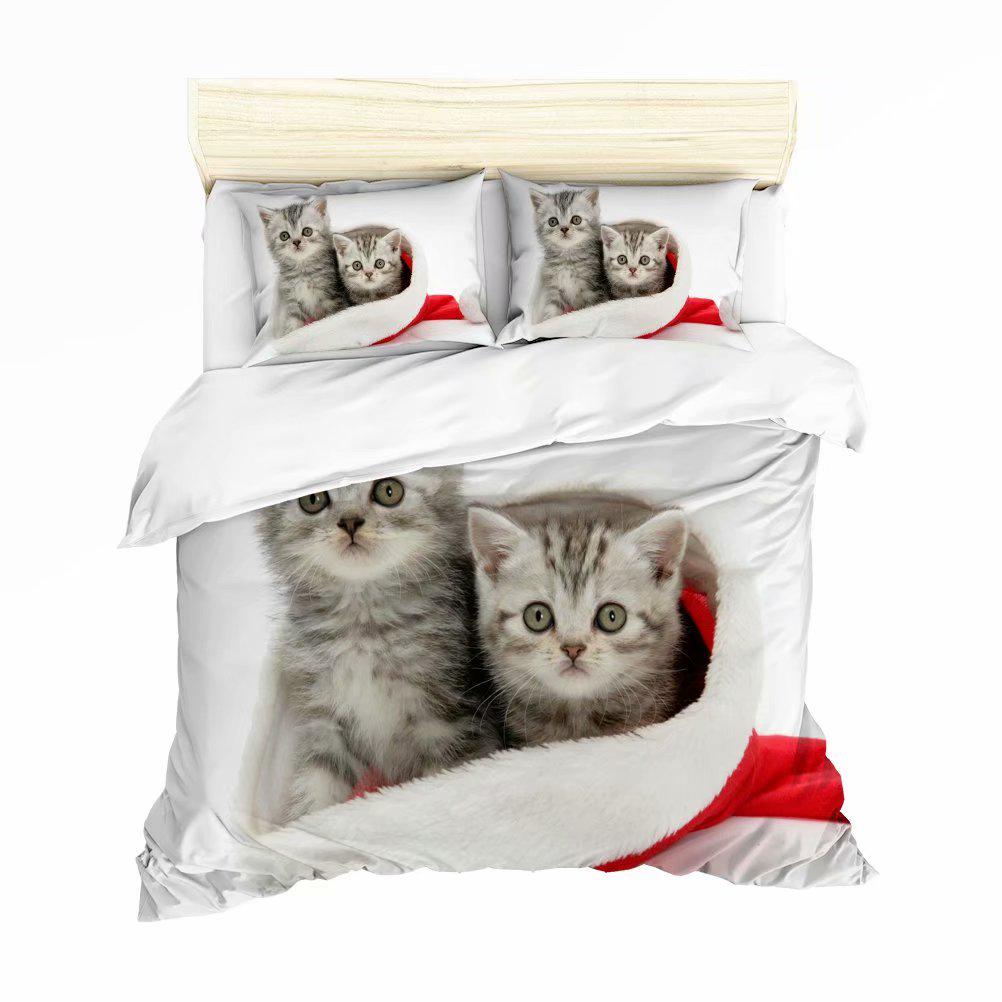 3D Printed Kitty Bedding Set Duvet Cover with Pillowcase Cute Cat Duvet