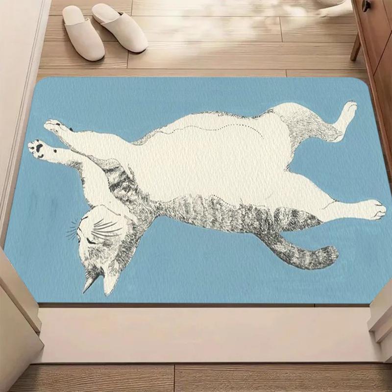 

Vibrant Artistic Cat Print Bath Mat Non Slip Soft Washable Bold Colorful Floor Carpet for Bathroom Bedroom Entryway Cozy Decor 40x60cm