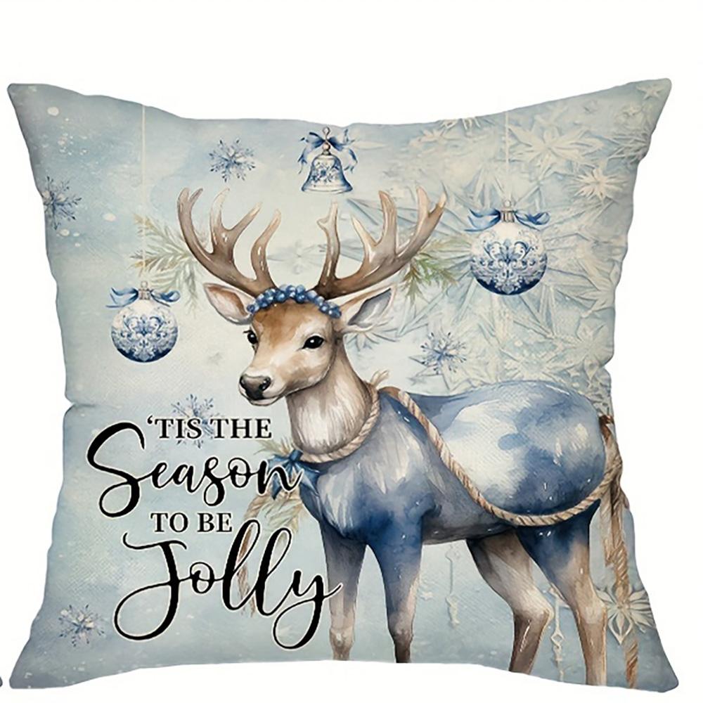 

Christmas Themed Pillowcases: Tree, Deer, Sleigh, Snowman - Tis the Season to Be Jolly! Sofa room cushion cover home decoration 16x16Inch