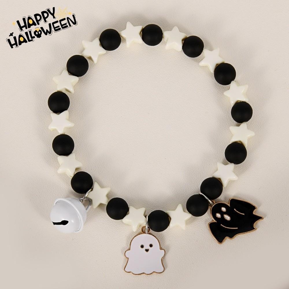 Ghost Pendant Halloween Cat Collar Elastic Cat Necklace  Pet Supplies Accessories 24cm-Ghost