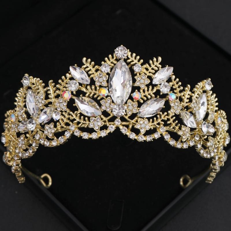 Baroque Crystal Tiaras and Crowns for Women Rhinestone Prom Diadem Headband Bridal Wedding Hair Accessories Jewelry Crown Tiara