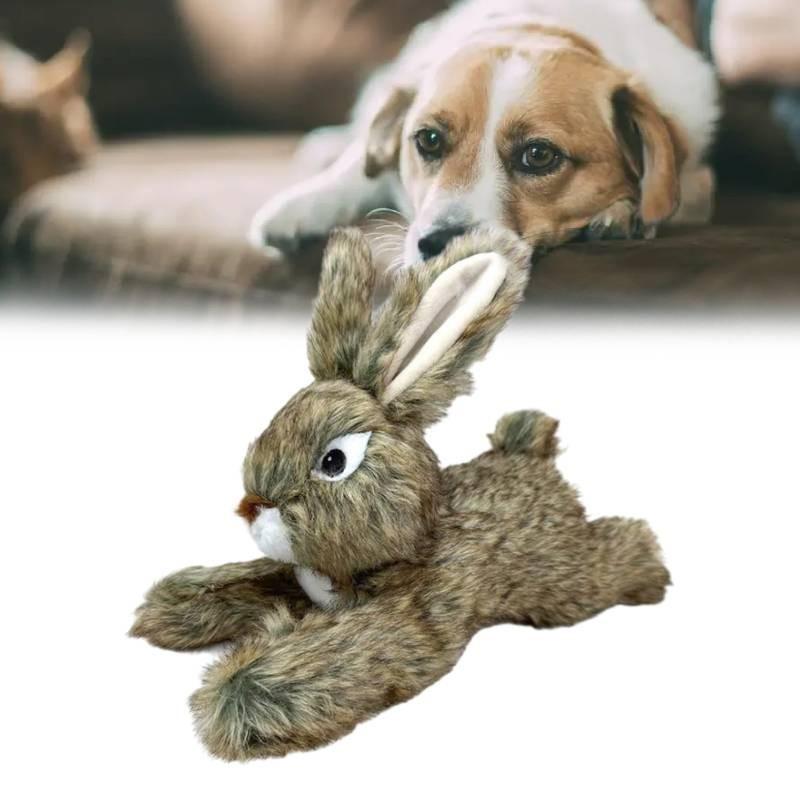 Realistisches Plüsch-Kaninchen-Hundespielzeug, langlebig, kaubeständig, quietschendes Spielzeug für kleine Hunde
