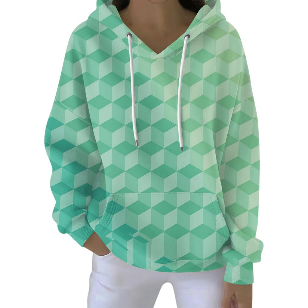 Women's Fashion Casual Hooded Loose Printed Long Sleeve Sweatshirt