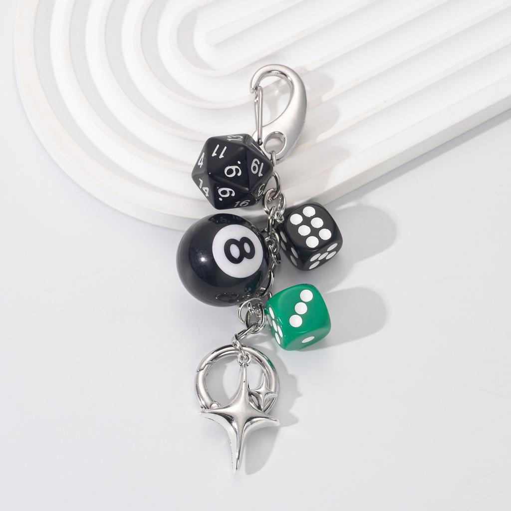 Dice No. 8 Billiards Keychain Y2K Starburst Pendant Bag Hangings Punk Ornament Accessories