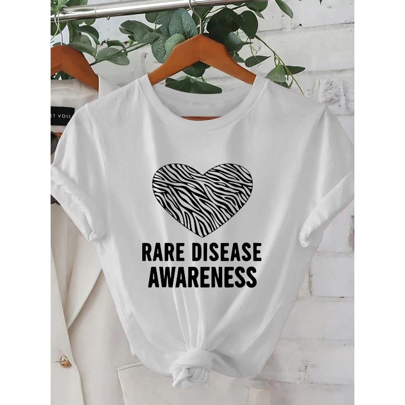 

Women s Summer Short-Sleeve T-Shirt - 2D Geometric Graphic Heart Zebra Stripe Pattern, Trendy Street Style | Comfortable Fit, Cute Shirt S белый