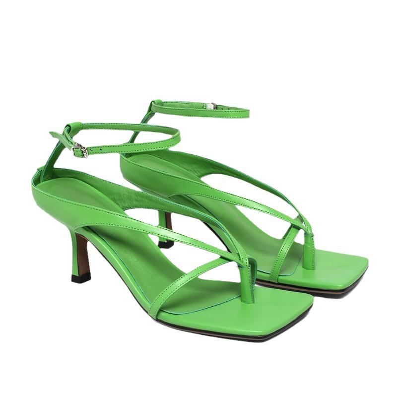 Pinch Sandals Women's Summer 2025 Summer New Shoes High Heel Personalized Toe Large Size Fashion Super Fire Green