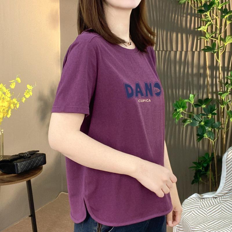 2026 Korean Casual Women’s Short Sleeve T-Shirt: Summer Letter Print, Loose Fit, Slimming, Belly-Covering, Versatile Style L