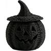 Halloweenowa Pleciona dynia z trawy morskiej do przechowywania słodyczy i dekoracji domu, Czarny Ręcznie robiony Kapelusz Wiedźmy Pleciona dynia Jack-O'-Lantern z trawy morskiej na słodycze LED