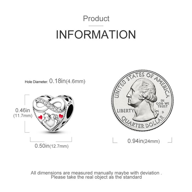 Mother'S Day Heart-Shaped Charms Copper Original Beads Fit Original Charms Bracelet Jewelry Gifts For Women