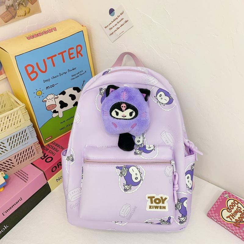 

New Korean version of children s schoolbag cartoon kindergarten travel boys and girls cute animation backpack primary school backpack фиолетовый